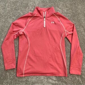 Under Armour ColdGear YXL 1/4 Zip Pullover Pink Long Sleeve Athletic Top